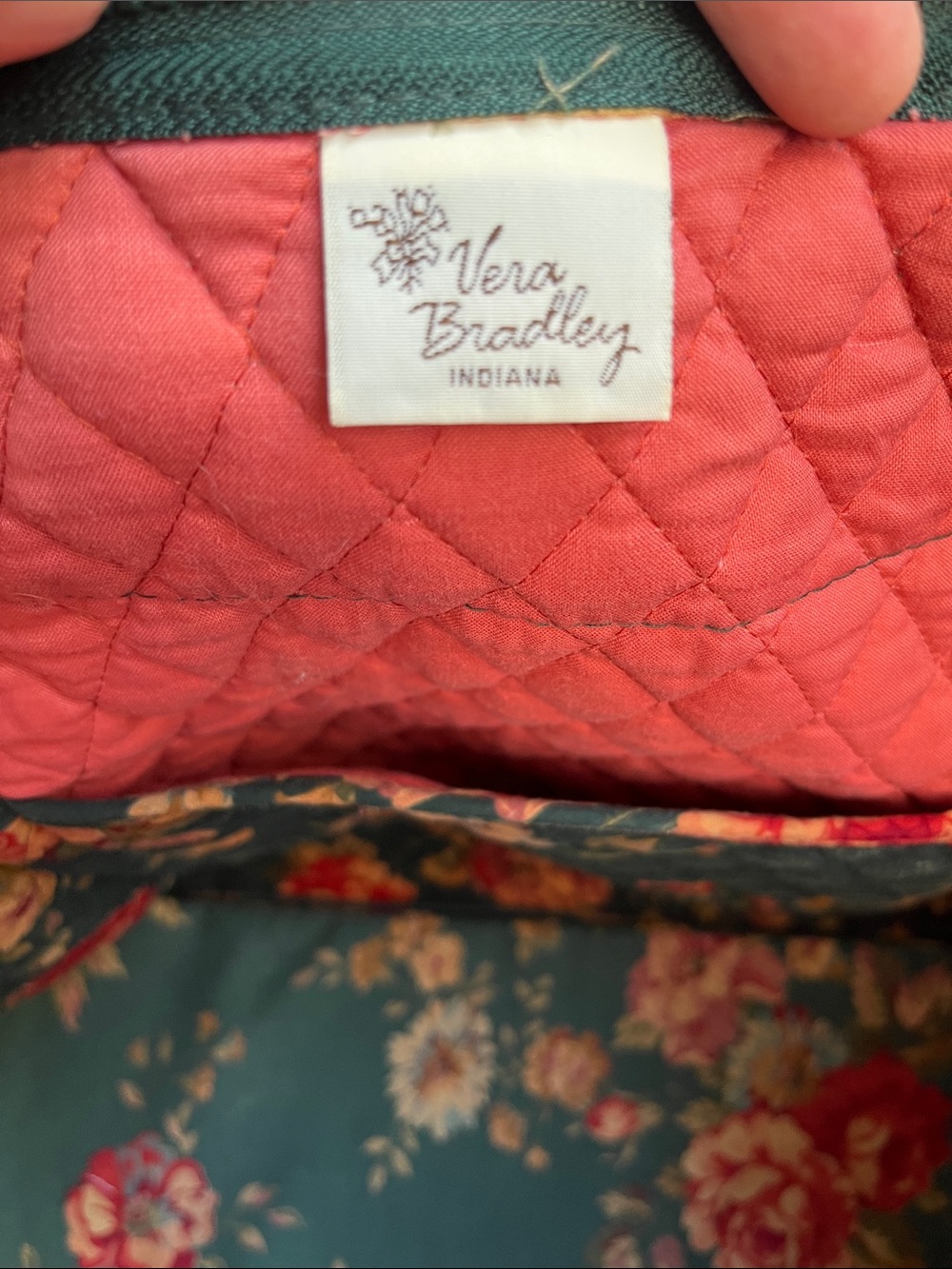 Vintage Vera Bradley Greenbriar paddy Teal Floral Quilted Tote - Picture 4 of 11